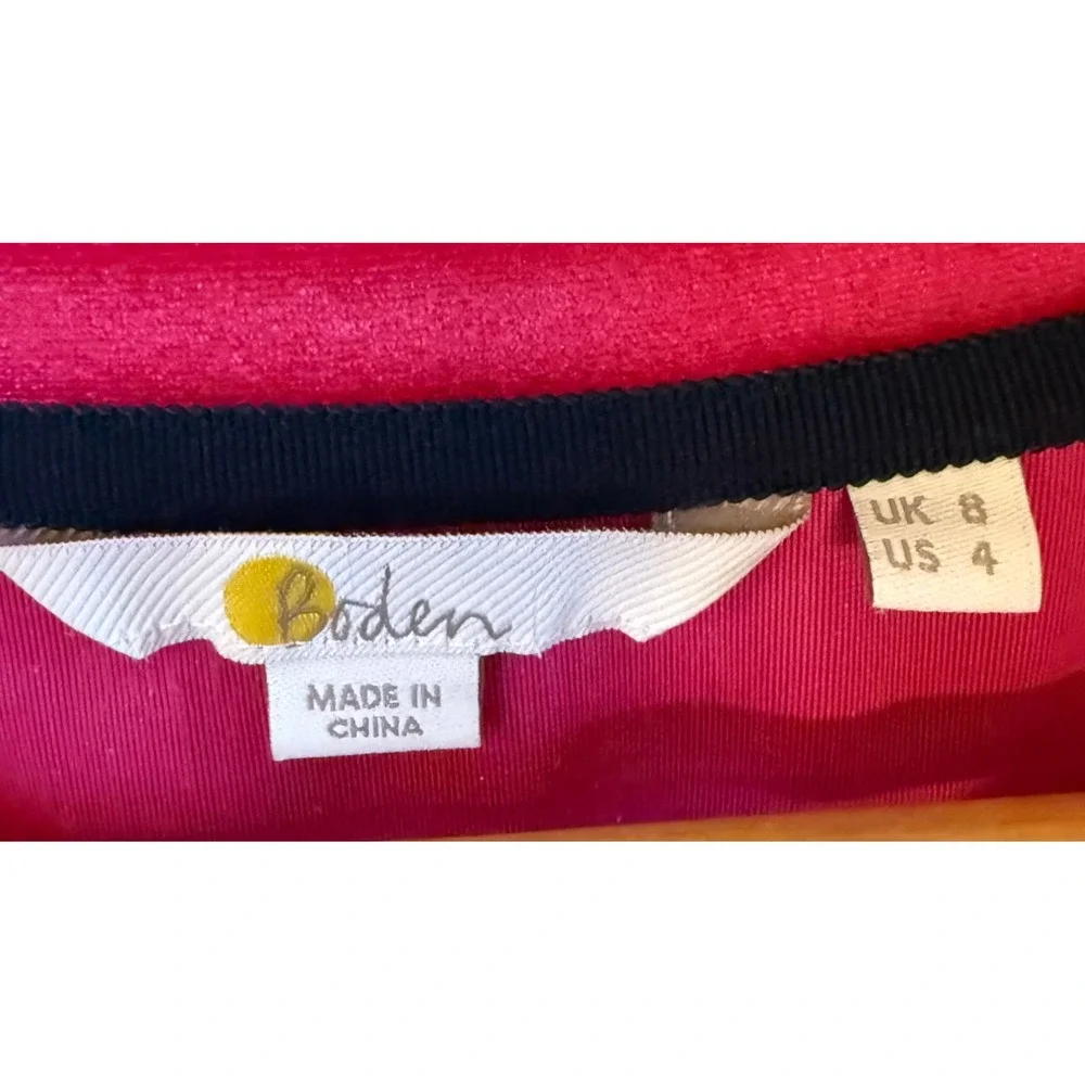 Gorgeous Pink Boden Soft Velvet Short Puffed Sleeve Blouse Size 4 Colorful - Picture 4 of 7